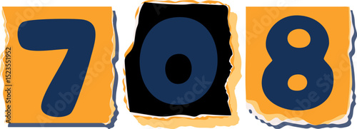 708 Retro torn paper number Design art