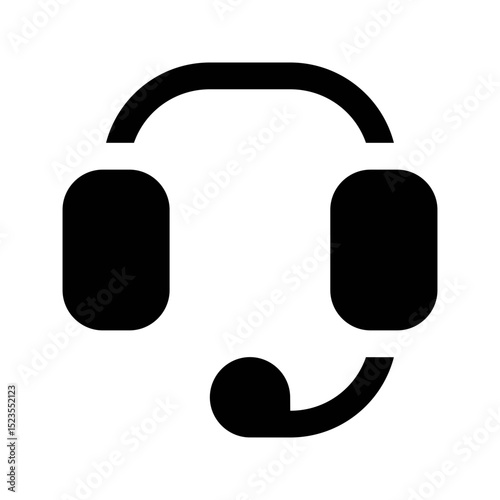 Ecommerce interface icon. Headset support icon, simple glyph design, representing customer service, technical support, or online assistance, suitable for helpdesks, call centers, or FAQs.
