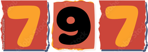 797 Retro torn paper number Design art