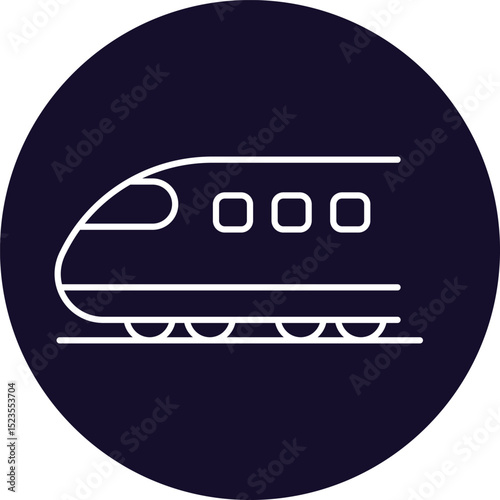 Dark Circular Background High-Speed Train Line Drawing