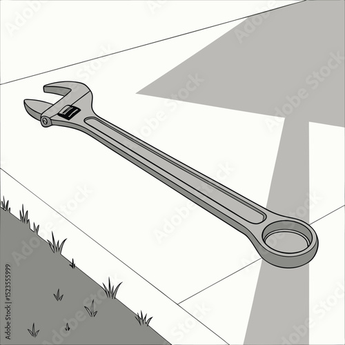 Adjustable wrench on pavement repair tool illustration