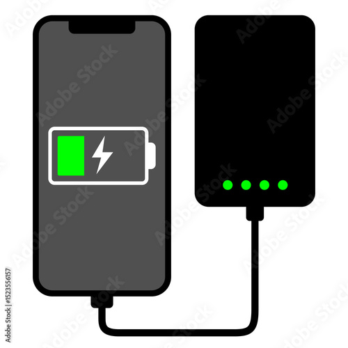 モバイルバッテリーで充電中のスマートフォン