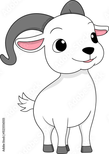 Cute White Cartoon Goat Character for Eid al Adha
