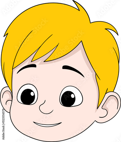 Cartoon Blonde Boy Face Smiling Softly