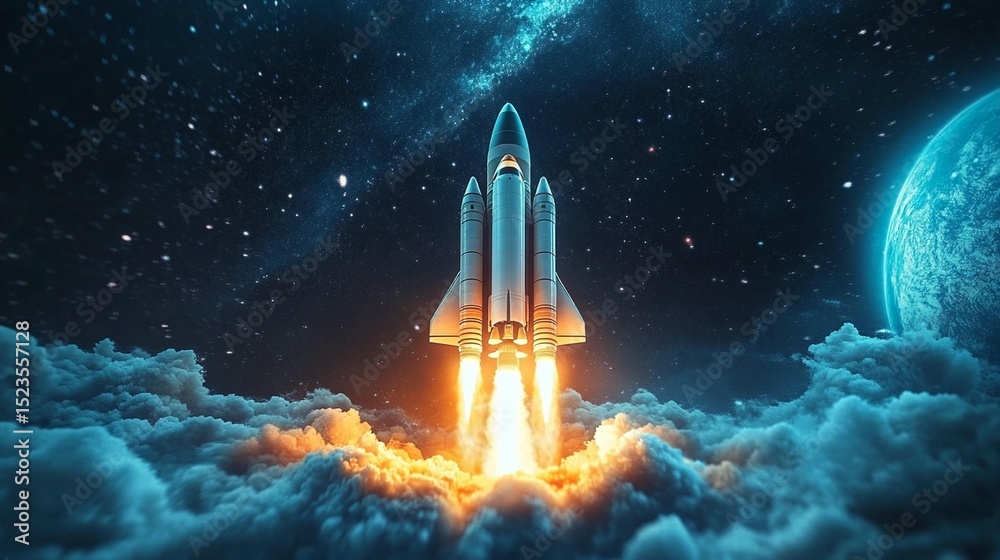 Obraz premium Rocket Launch into Space