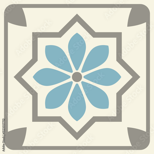 Aqua Blue and Mint Green Vintage Tile Pattern Set – Mediterranean Decorative Vector