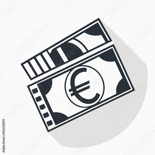 Euro banknotes illustration simple finance icon business graphic