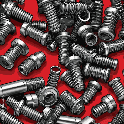 comic style vector bolts and nuts for graphic design purposes