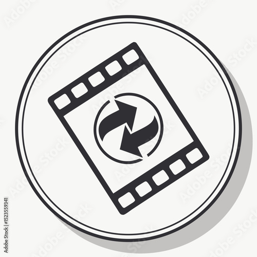 Filmstrip graphic with moving arrows