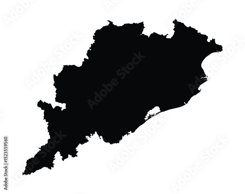 Tableau sur toile Orissa Black Map White Background HD