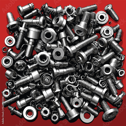comic style vector bolts and nuts for graphic design purposes