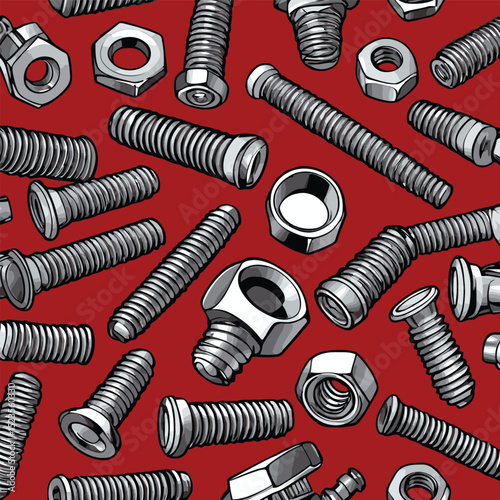 comic style vector bolts and nuts for graphic design purposes