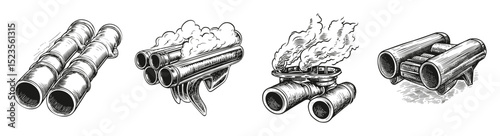 Detailed Line Art of Various Car Exhaust and Pipe Designs, vector illustration, engraving design, logo design set, black and white line, template design element