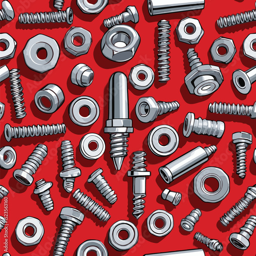 comic style vector bolts and nuts for graphic design purposes