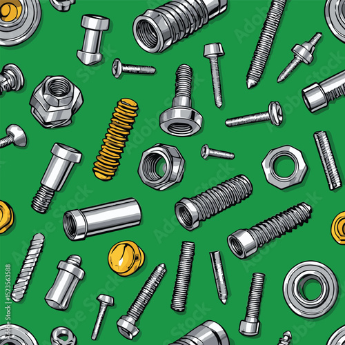 comic style vector bolts and nuts for graphic design purposes