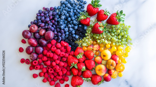 Wallpaper Mural Colorful fruits, berries and vegetables in a circular arrangement, celebrating nature's vibrant bounty Torontodigital.ca