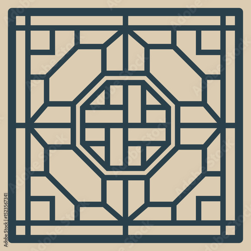 Traditional Korean Style Tile Pattern Set – Vintage Geometric and Floral Vector Design