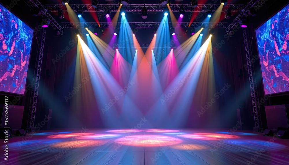 custom made wallpaper toronto digitalvibrant concert stage lighting with spotlights on an empty stage, 4k clarity.