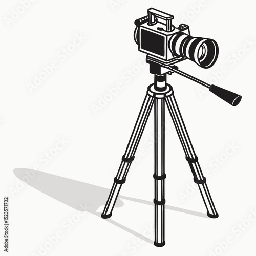Video camera on tripod illustration