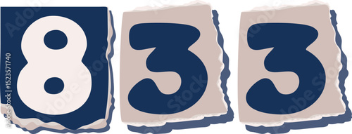 833 Retro torn paper number Design art