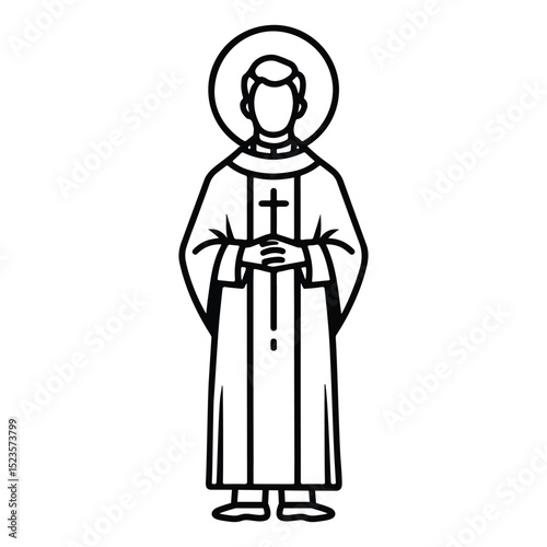 Line art of priest ,full length body, logo vector