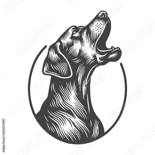 Vintage Hand-Drawn Great Dane Howling Illustration – Majestic Dog Engraved Style Vector for T-Shirts, Posters, Stickers, and Canine Expression Apparel