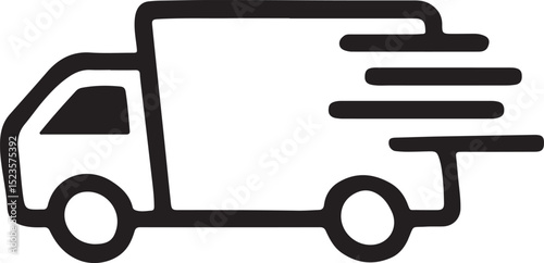 van, transport, shipping, logistics, express, fast, service, package, online shopping, e-commerce, delivery truck, outline, icon, symbol, sign, black, white, minimalist, simple, vector, illustration, 
