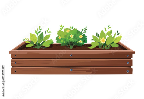 Green Bushes in Raised Garden Bed