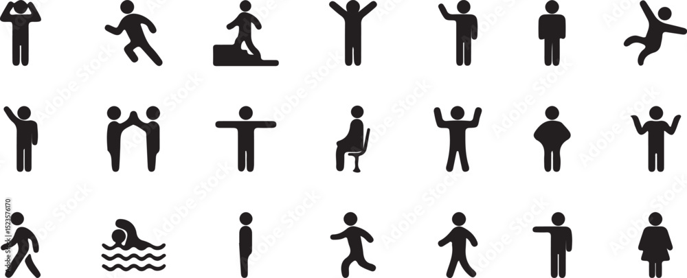 human, people, figures, silhouette, action, activity, pose, vector, black, white, isolated, icon, set, human, people, figures, silhouette, action, activity, pose, vector, black, white, isolated, icon, set,