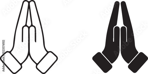 hand gestures, clapping, prayer, hands, silhouette, outline, black and white, icon, vector, illustration, applause, respect, thank you, agreement, 