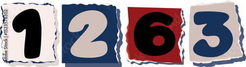 1263 Retro torn paper number Design art