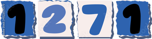 1271 Retro torn paper number Design art