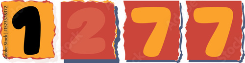 1277 Retro torn paper number Design art