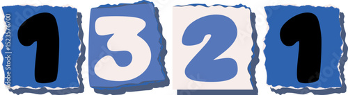 1321 Retro torn paper number Design art