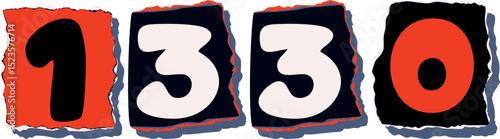 1330 Retro torn paper number Design art