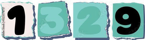1329 Retro torn paper number Design art