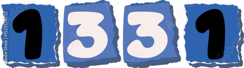 1331 Retro torn paper number Design art