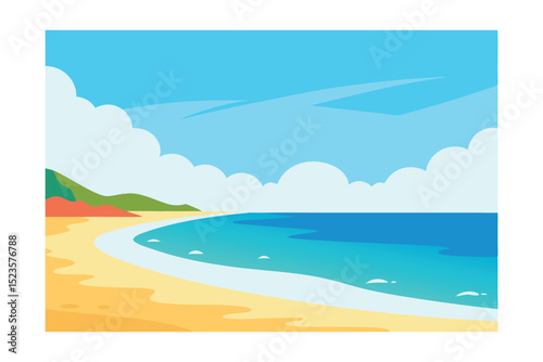 Serene Coastal Scene Beach, Ocean, and Sky Vista