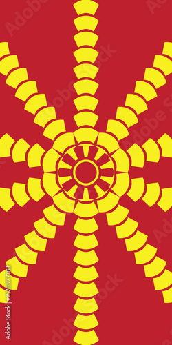 abstract sun graphic vector yellow color on red background vertical for summer background