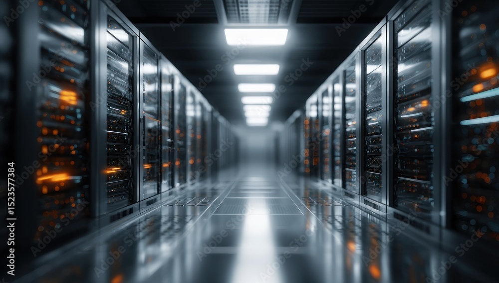 Obraz premium Server room interior, modern technology