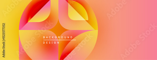 Abstract colorful design. Overlapping shapes create dynamic visual effect. Gradient hues blend smoothly, forming modern backdrop.