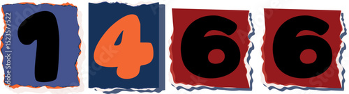 1466 Retro torn paper number Design art