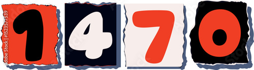1470 Retro torn paper number Design art