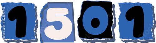 1501 Retro torn paper number Design art