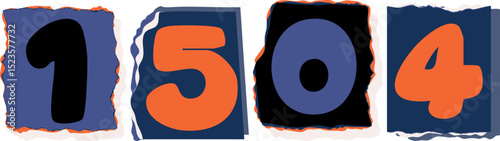 1504 Retro torn paper number Design art