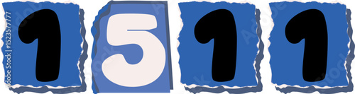 1511 Retro torn paper number Design art