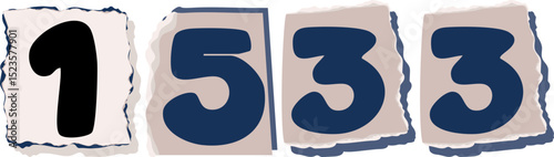 1533 Retro torn paper number Design art