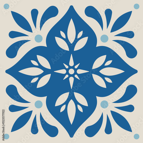 Blue and Aqua Floral Tile Pattern Set – Mediterranean Style Vector Design