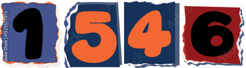 1546 Retro torn paper number Design art