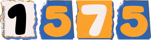 1575 Retro torn paper number Design art